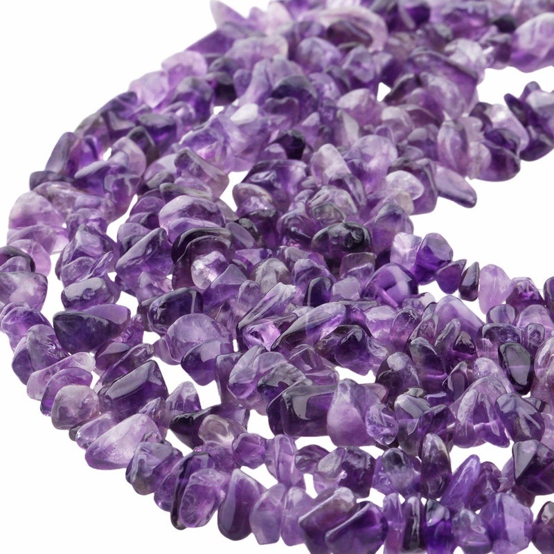 SUNYIK Amethyst Tumbled Chip Stone Irregular Shaped Drilled Loose Beads Strand for Jewelry Making 32-33" - Image 2